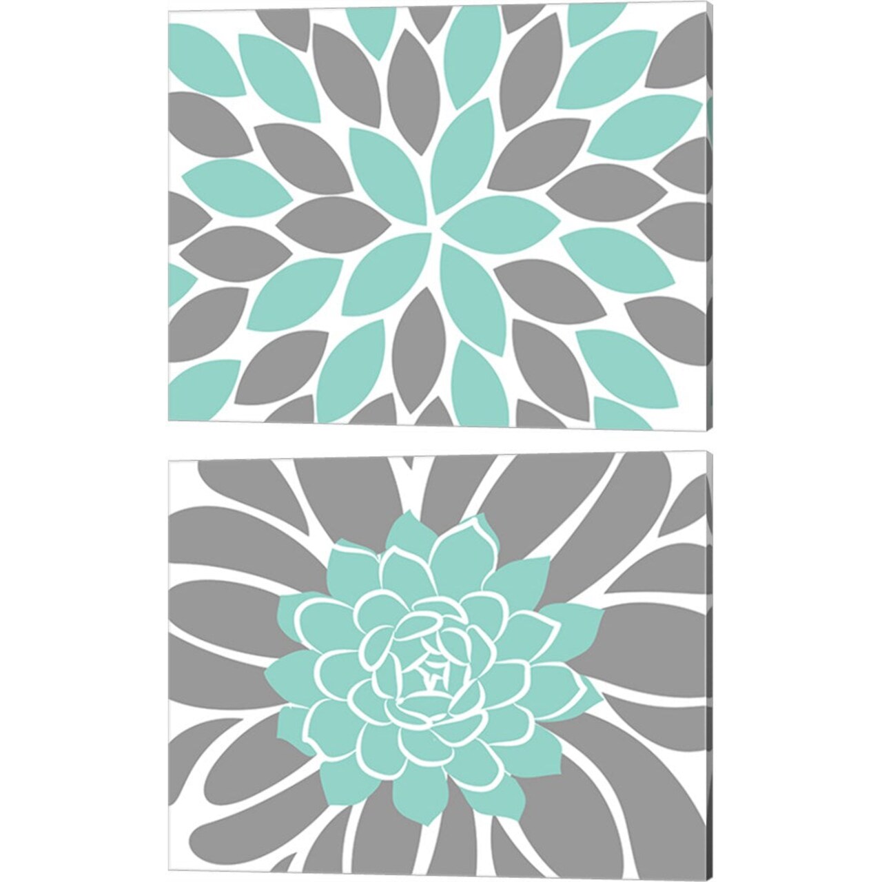 Teal Foliage Floral by Tamara Robinson, 2 Piece Canvas Art Set 16x20 Inch